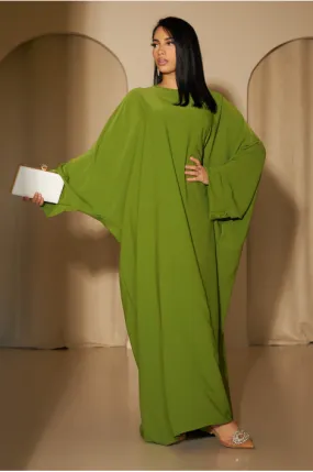 Abaya vert anis satinée uni