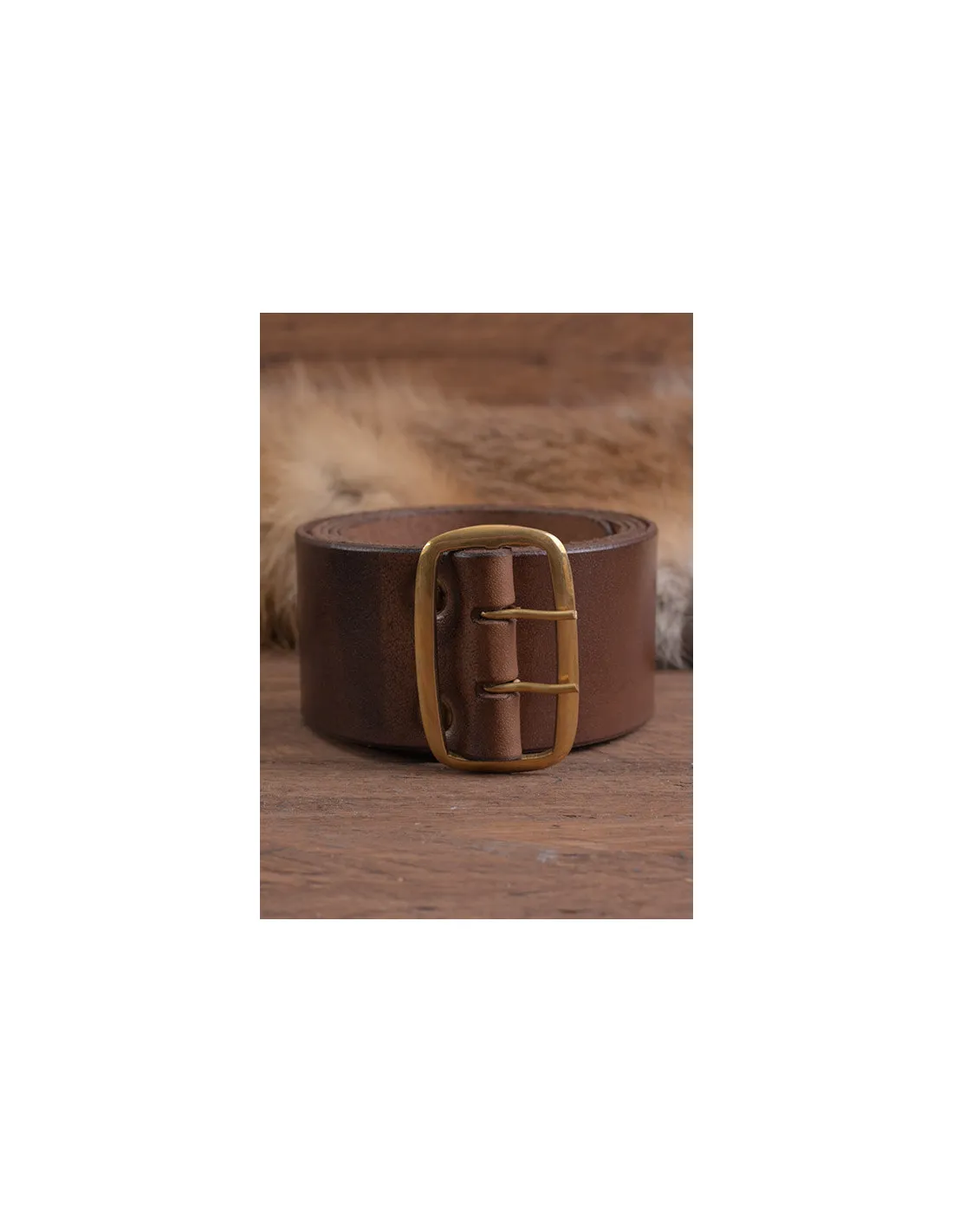 Ceinture médiévale en cuir avec boucle en laiton, marron (135 cm.) ⚔️ Boutique