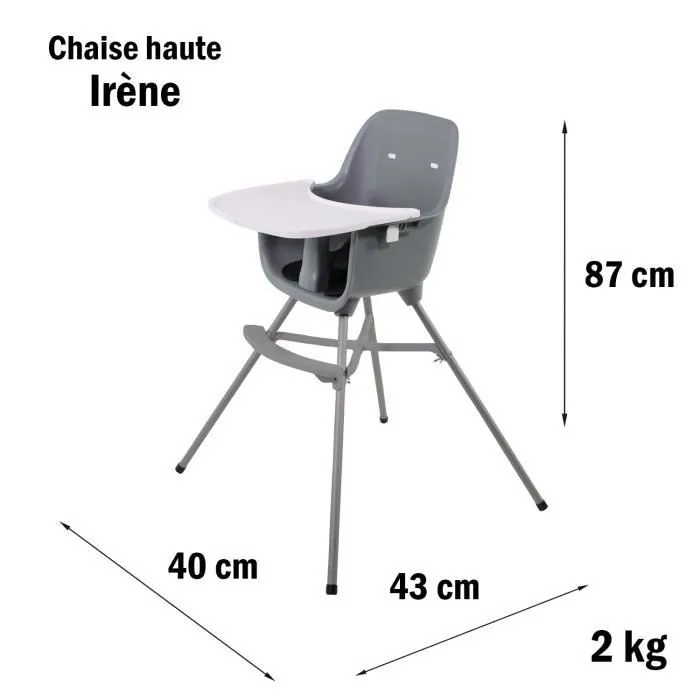 Chaise haute NANIA IRENE - 6 mois à 3 ans - Plateau amovible - Créée et fabriquée en France