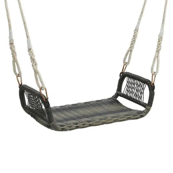 COSTWAY Balançoire Suspendue en Rotin et Osier avec 2 Cordes de Chanvre, Chaise d'Extérieur pour Porche, Arrière-cour, Jard