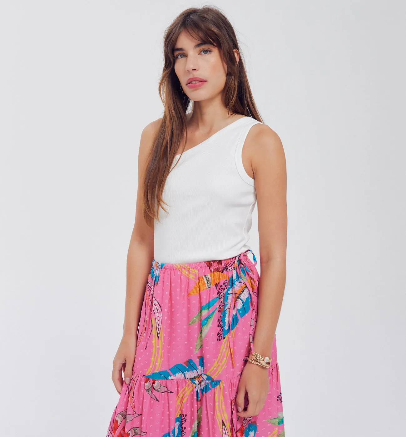 Jupe longue motif DIMB - Imprimé rose