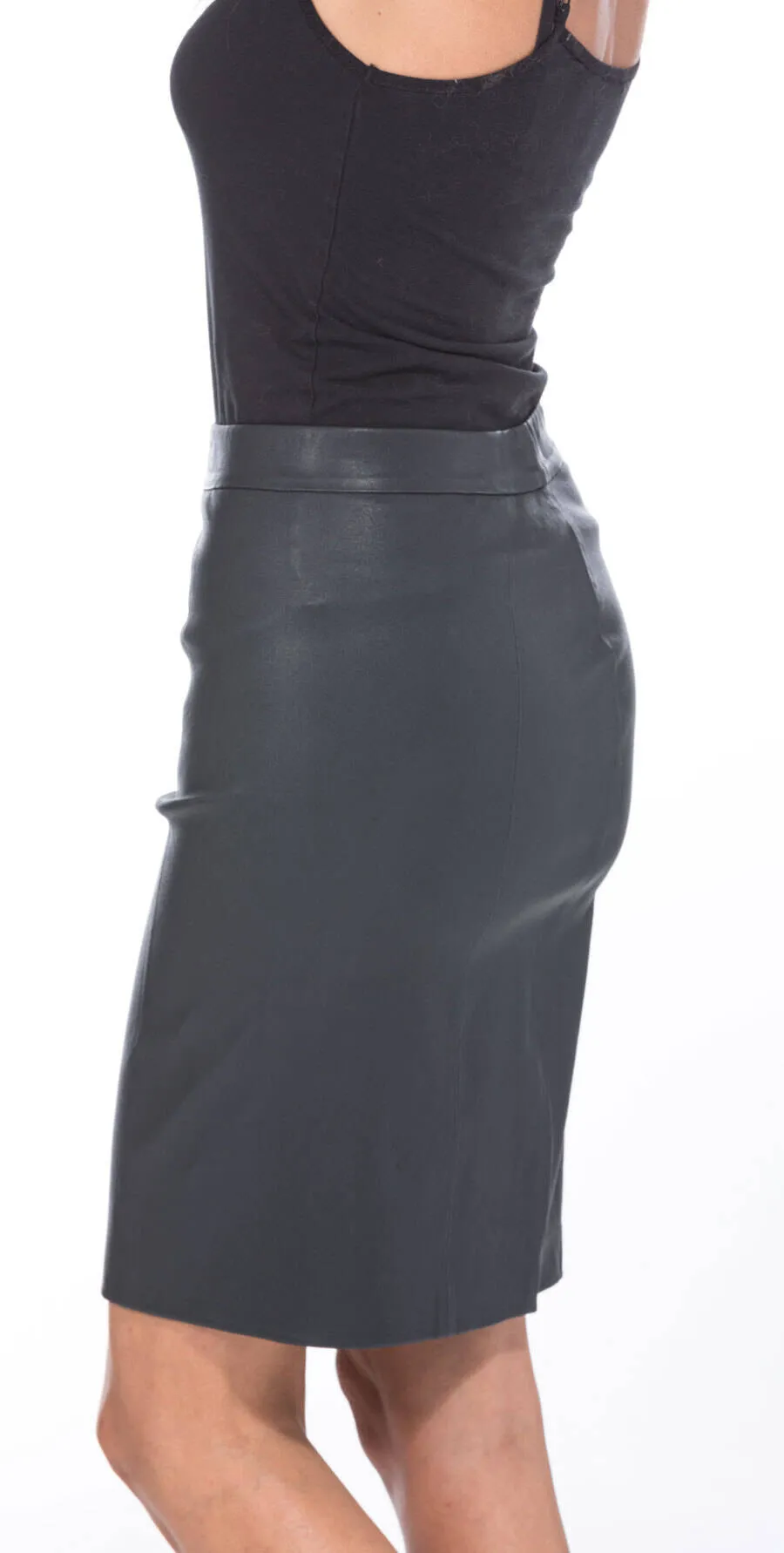 Jupe stretch cuir femme bleu
