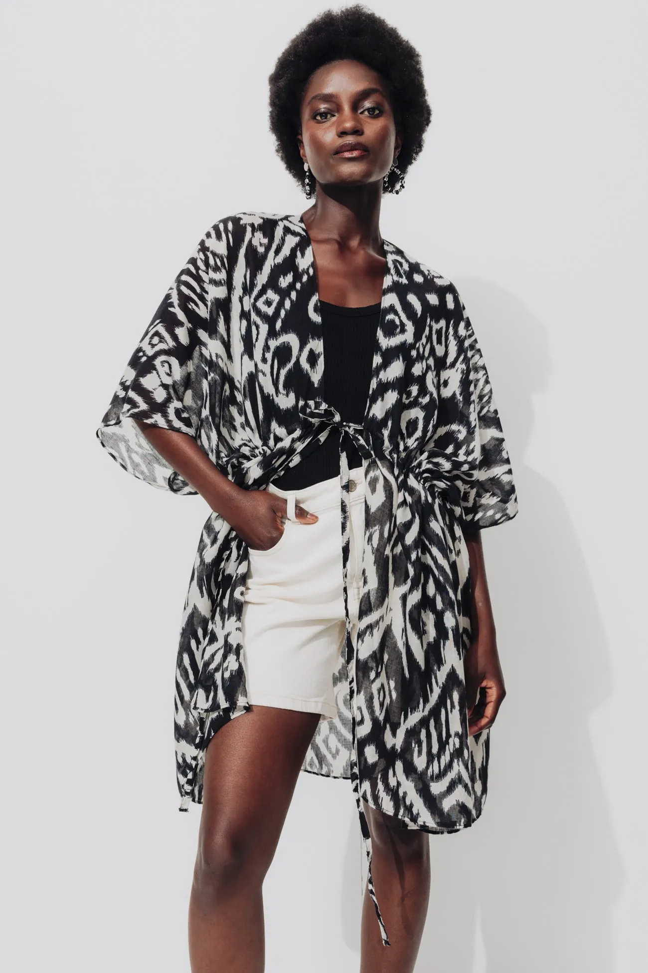 Kimono imprimé Femme - Imprimé noir
