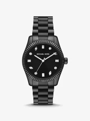 Montre Lexington noire avec pierres pavées