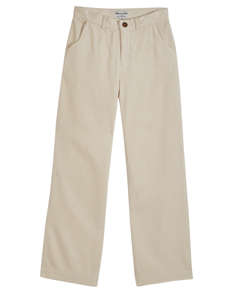Pantalon Ample Velours – Ecru