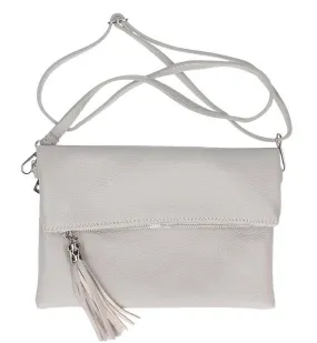 Pochette cuir femme gris