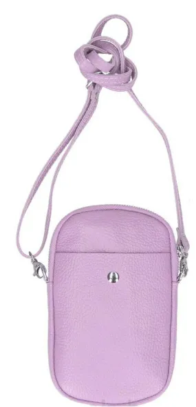 Pochette téléphone cuir lila