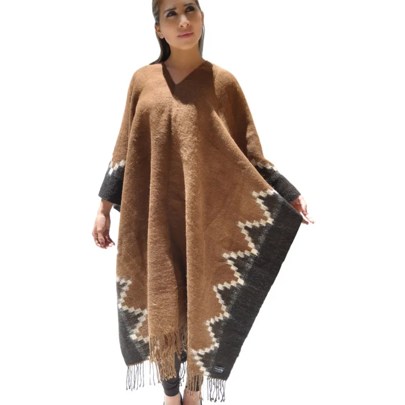 Poncho Quetena - Laine rustique de lama