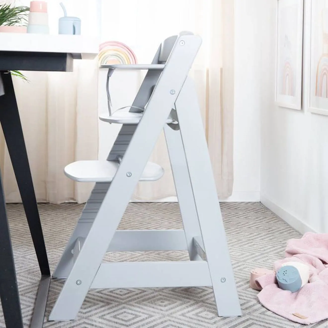ROBA Chaise Haute Évolutive Sit Up Flex - Utilisable Jusqu'à la Chaise d'Adolescent - Bois Gris gris - Roba