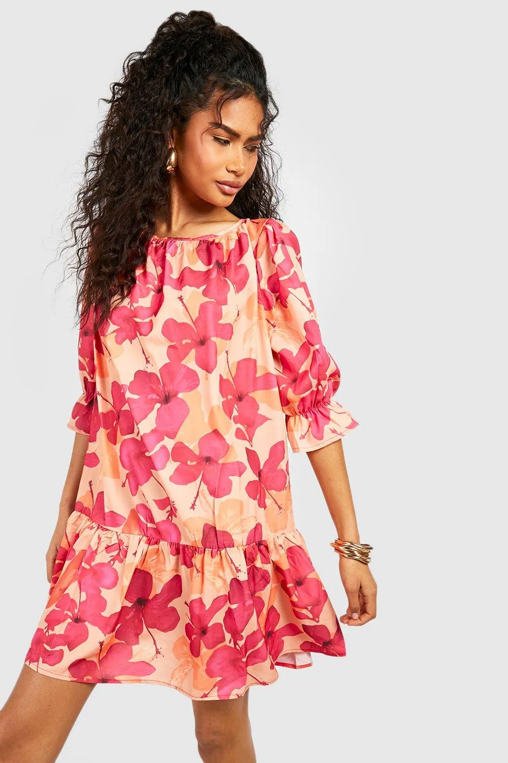 Robe babydoll fleurie à volants
