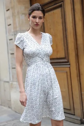 Robe Vogue infroissable - Fleurs beige