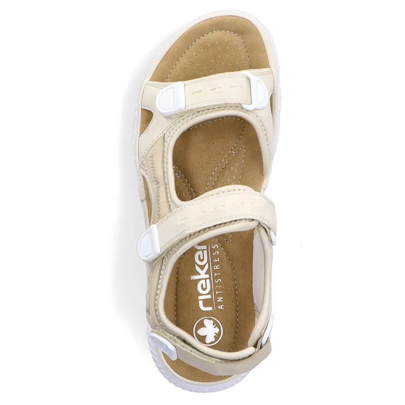 Sandales confortables à velcro beiges pour femmes Rieker 64074-60