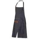 Tablier à Bavette Harold Denim Brut Cuir Cognac - ROBUR