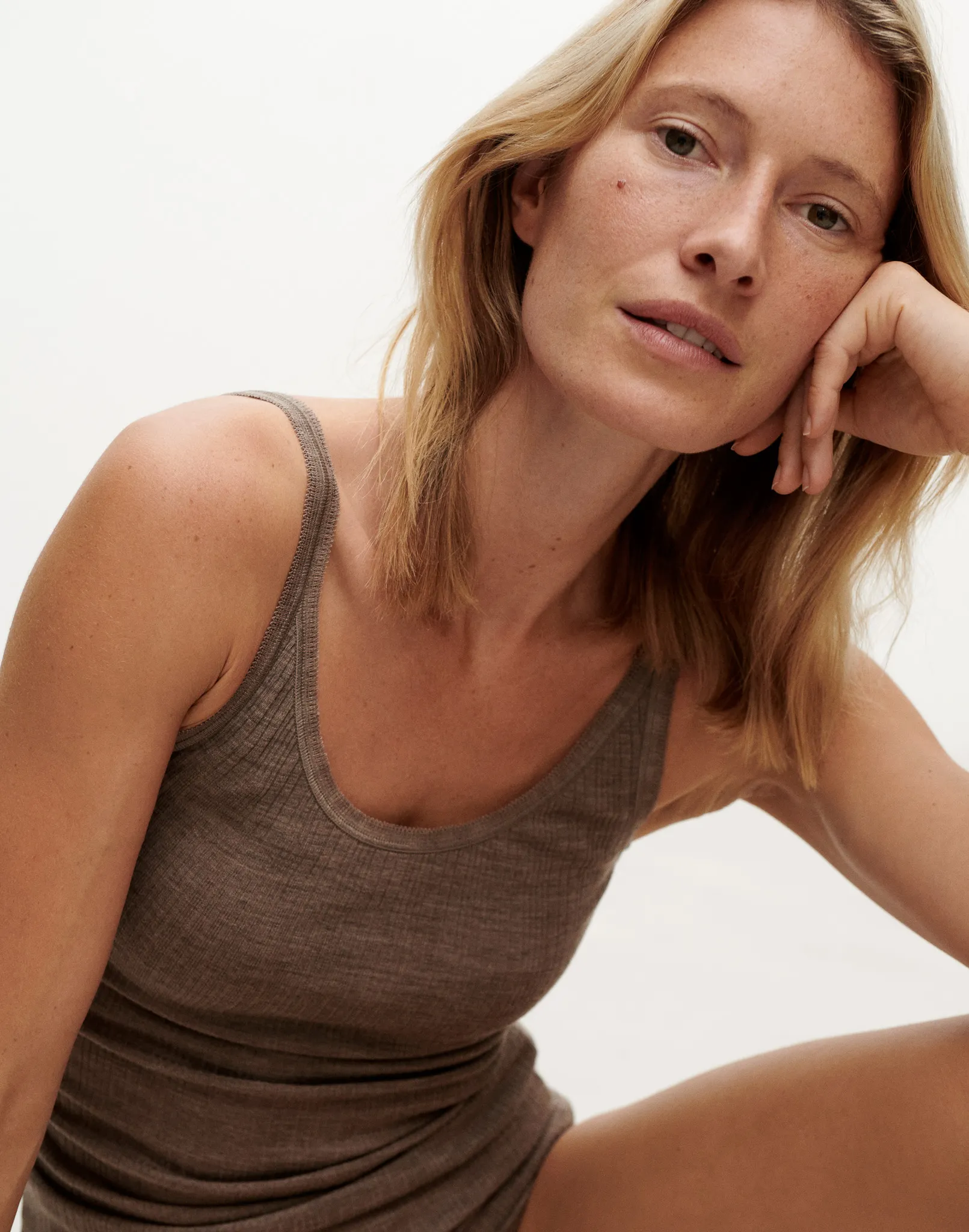 Top à bretelles en laine mérinos pour femme