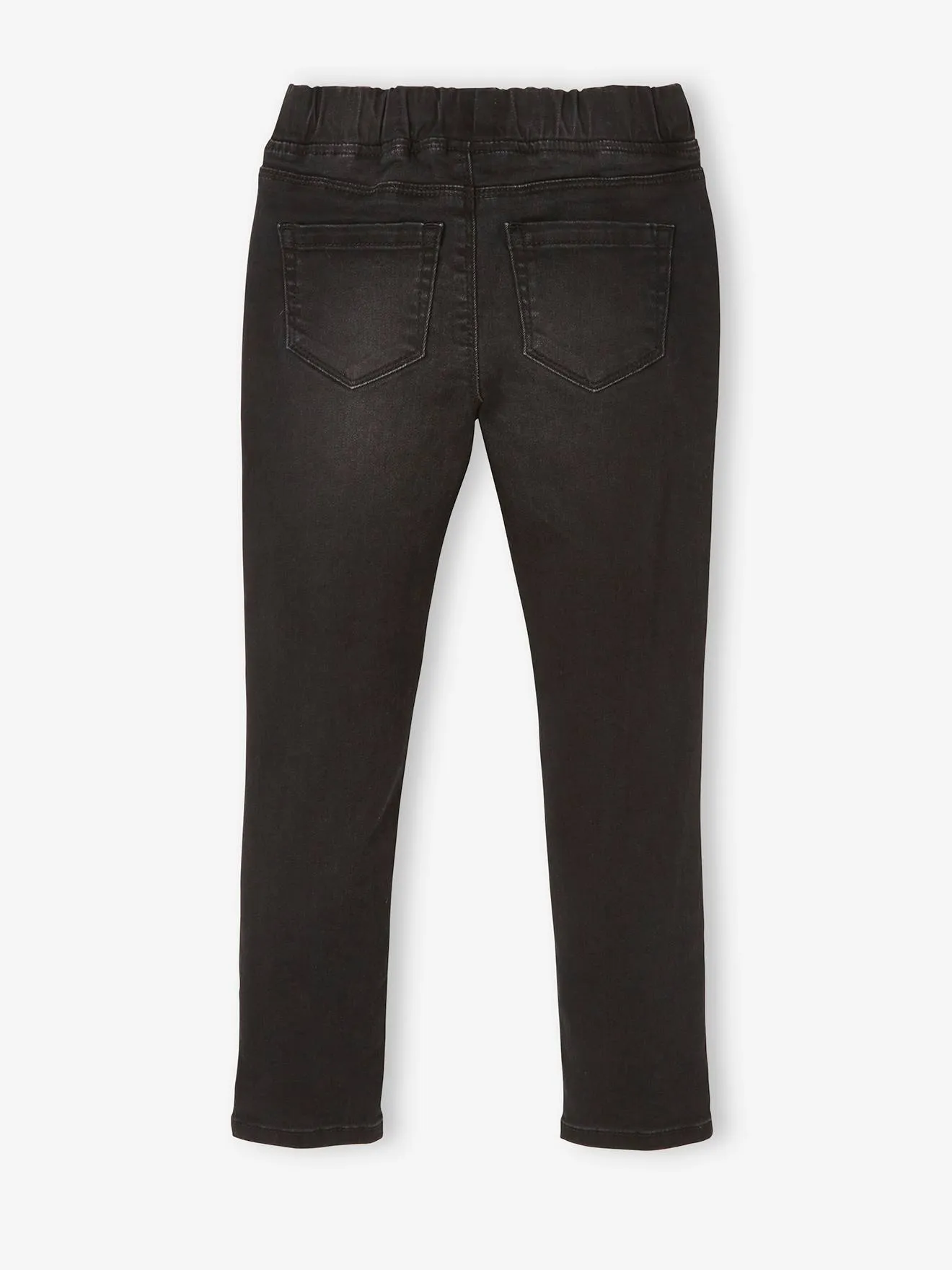 Tregging brodé MorphologiK "waterless" fille tour de hanches médium denim noir - Vertbaudet